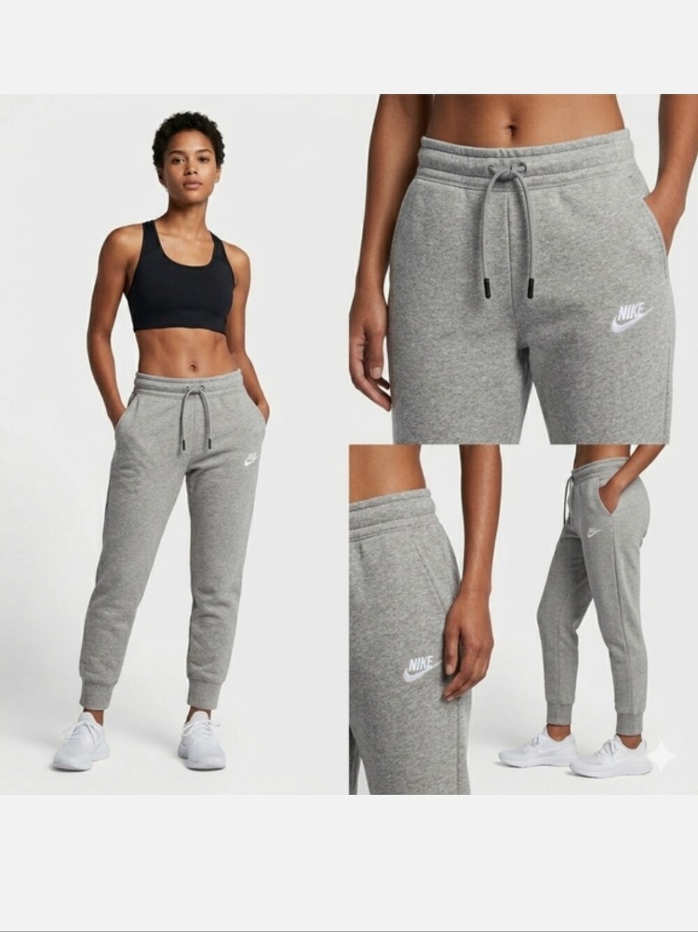 Nike Gray Sweatpants Sportswear Essential Womens Fleece Joggers Small Heather - Picture 10 of 10